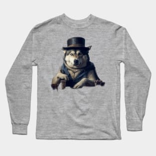 Poker playing husky Long Sleeve T-Shirt